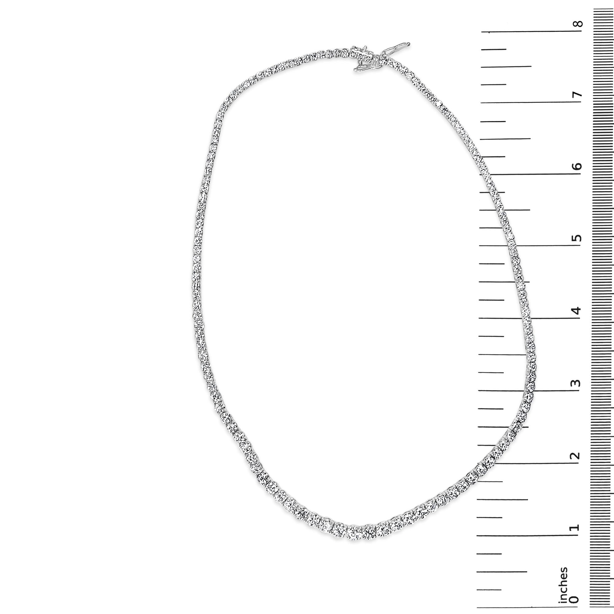 14K White Gold 16.00 Cttw Lab Grown Diamond Graduated Riviera Tennis Necklace  - 17 inch
