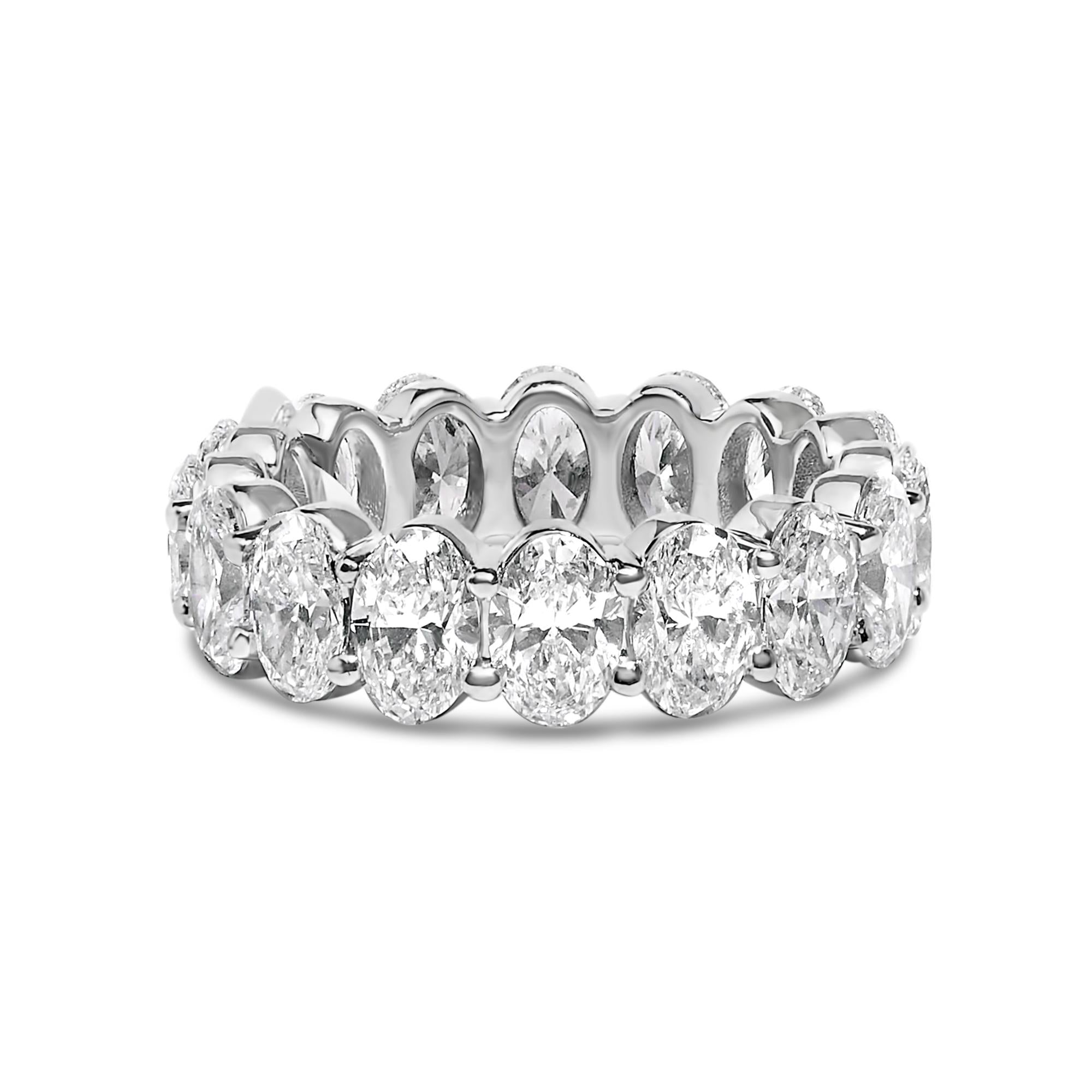 14K White Gold 6 1/2 Cttw Oval Lab Grown Diamond Eternity Band Ring (E-F Color, VS1-VS2 Clarity) - Ring Size 6.75