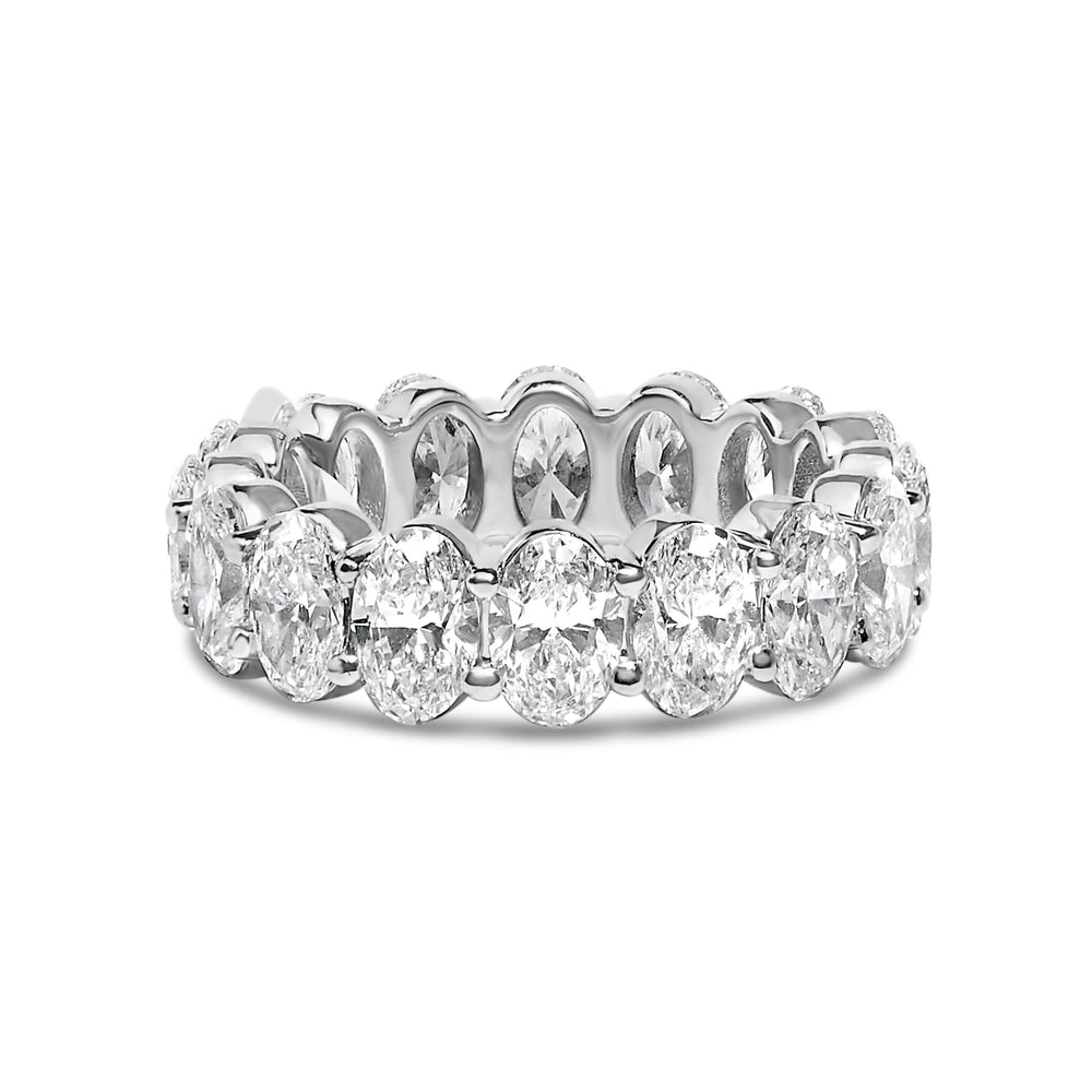 14K White Gold 6 1/2 Cttw Oval Lab Grown Diamond Eternity Band Ring (E-F Color, VS1-VS2 Clarity) - Ring Size 6.75