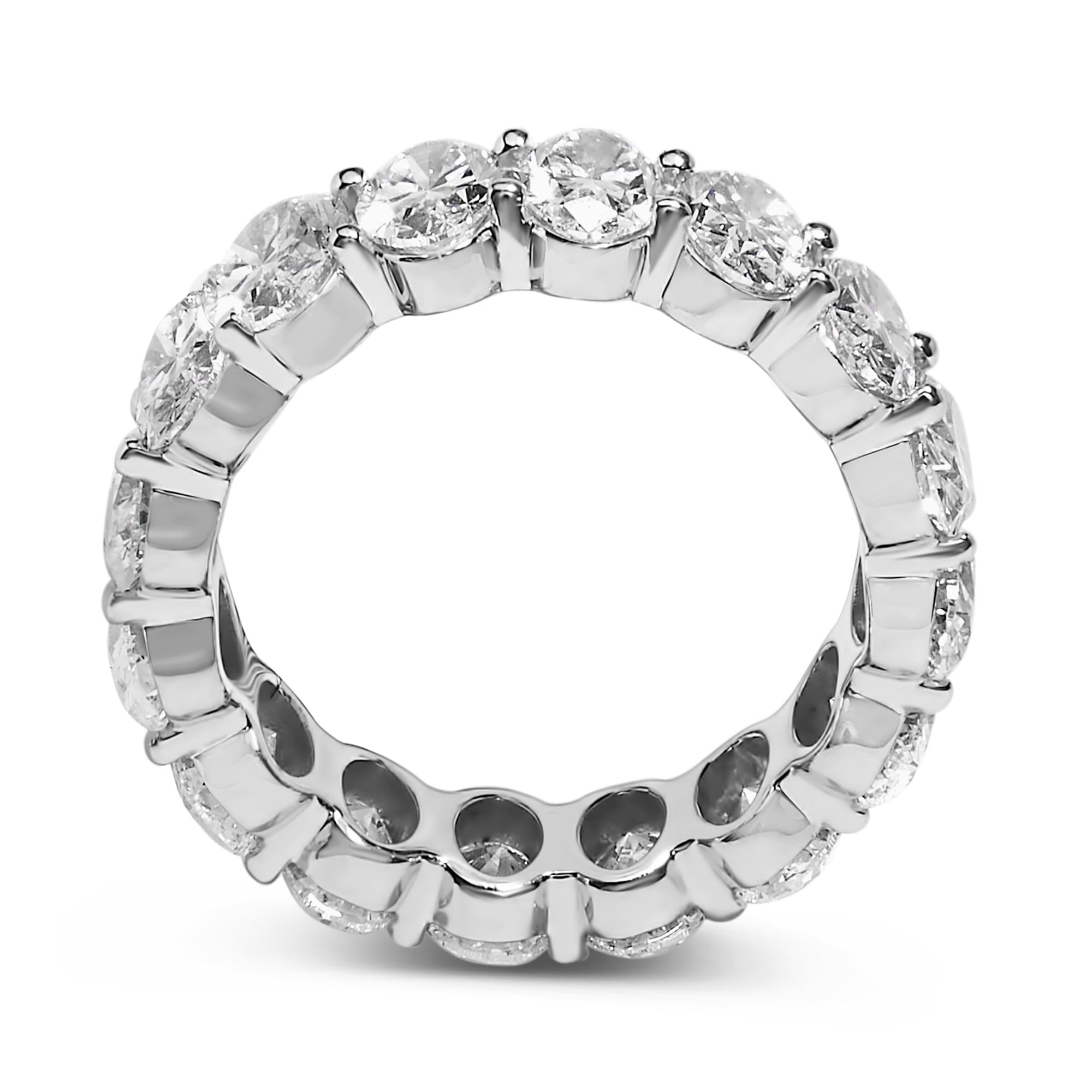 14K White Gold 6 1/2 Cttw Oval Lab Grown Diamond Eternity Band Ring (E-F Color, VS1-VS2 Clarity) - Ring Size 6.75