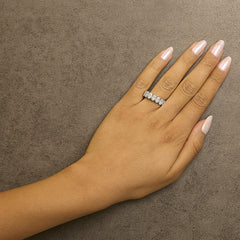14K White Gold 6 1/2 Cttw Oval Lab Grown Diamond Eternity Band Ring (E-F Color, VS1-VS2 Clarity) - Ring Size 6.75