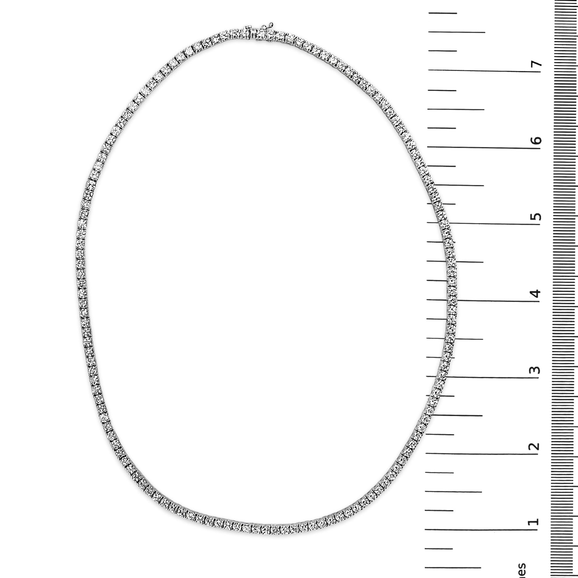 14K White Gold 10 3/4 Cttw Lab Grown Diamond Tennis Necklace