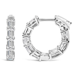 14K White Gold 5 1/10 Cttw Emerald Cut Lab Grown Diamond Inside Out Hoop Earrings