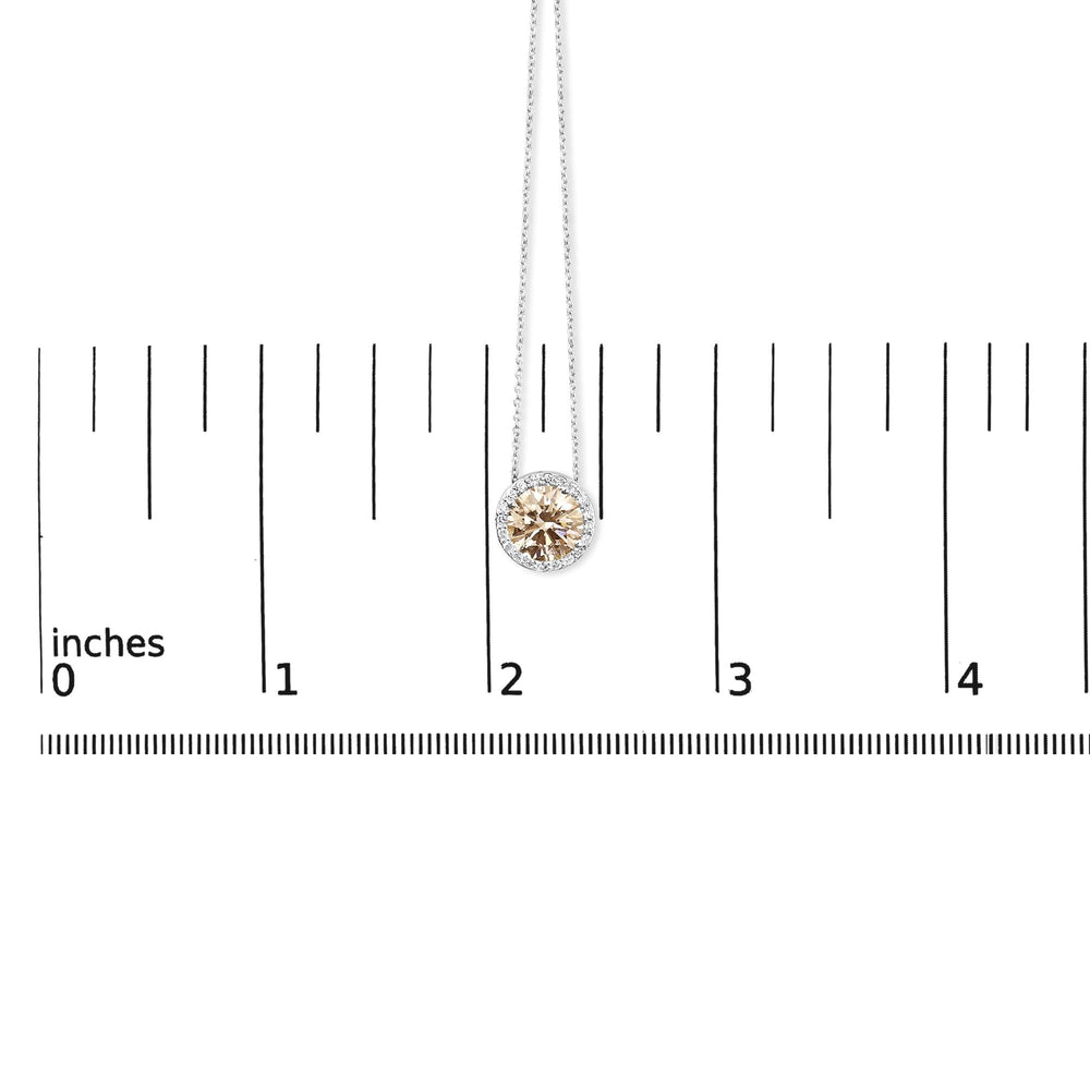 14K White Gold 2 3/8 Cttw Lab Grown Pink Diamond Solitaire with Halo Pendant Necklace - 17" Inches