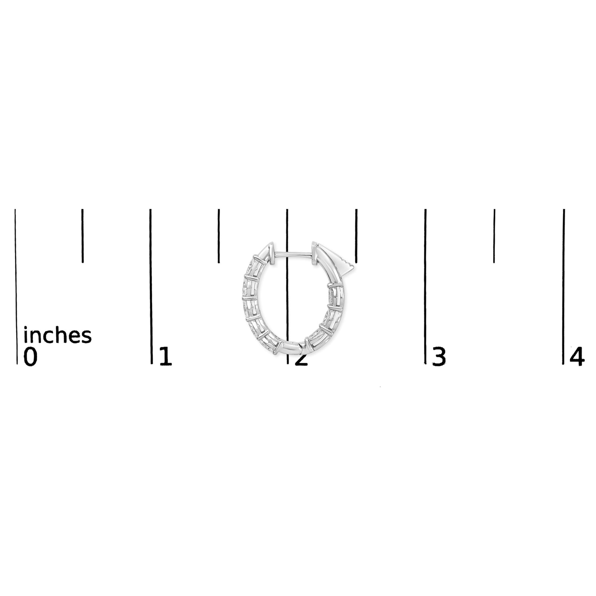 14K White Gold 2 3/4 Cttw Oval Cut Lab Grown Diamond Inside Out Hoop Earrings