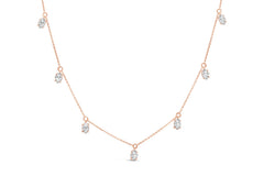 14K Rose Gold 1 3/8 Cttw Oval Lab Grown Diamond Dangle Station Necklace - 17" Inches
