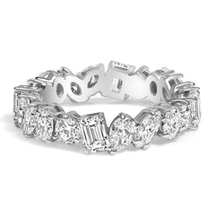 14K White Gold 3 1/3 Cttw Lab Grown Multi Shape Diamond Eternity Band Ring  - Size 6