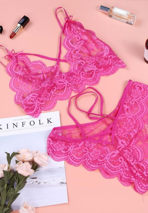 Bold Lace Bra and Panty Set with Crisscross Straps