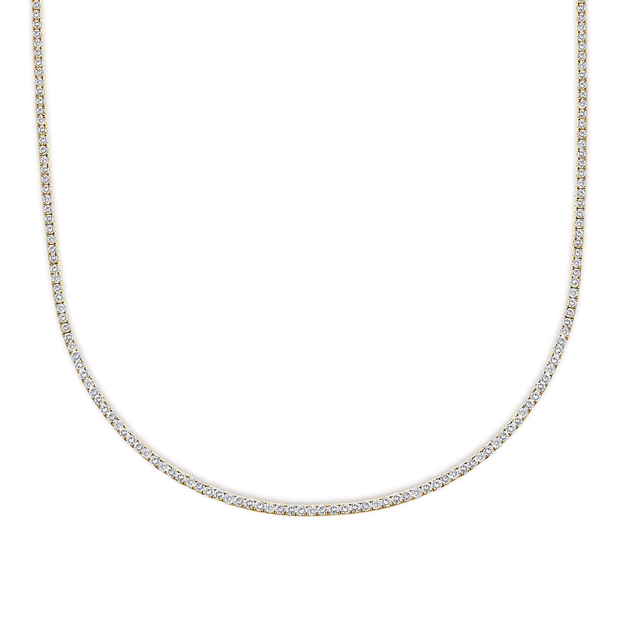 14K Yellow Gold 12.0 Cttw Lab Grown Diamond Tennis Necklace