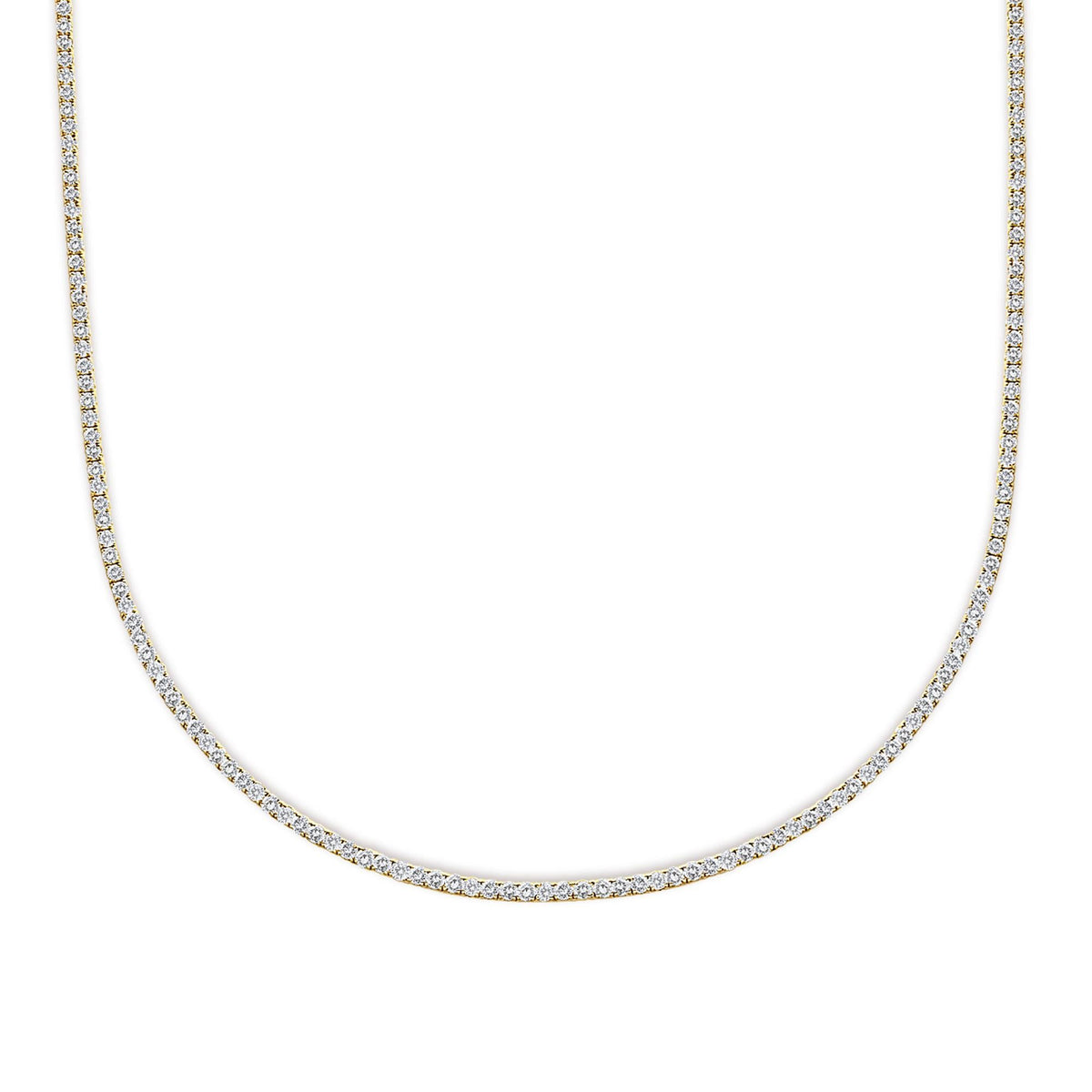 14K Yellow Gold 12.0 Cttw Lab Grown Diamond Tennis Necklace