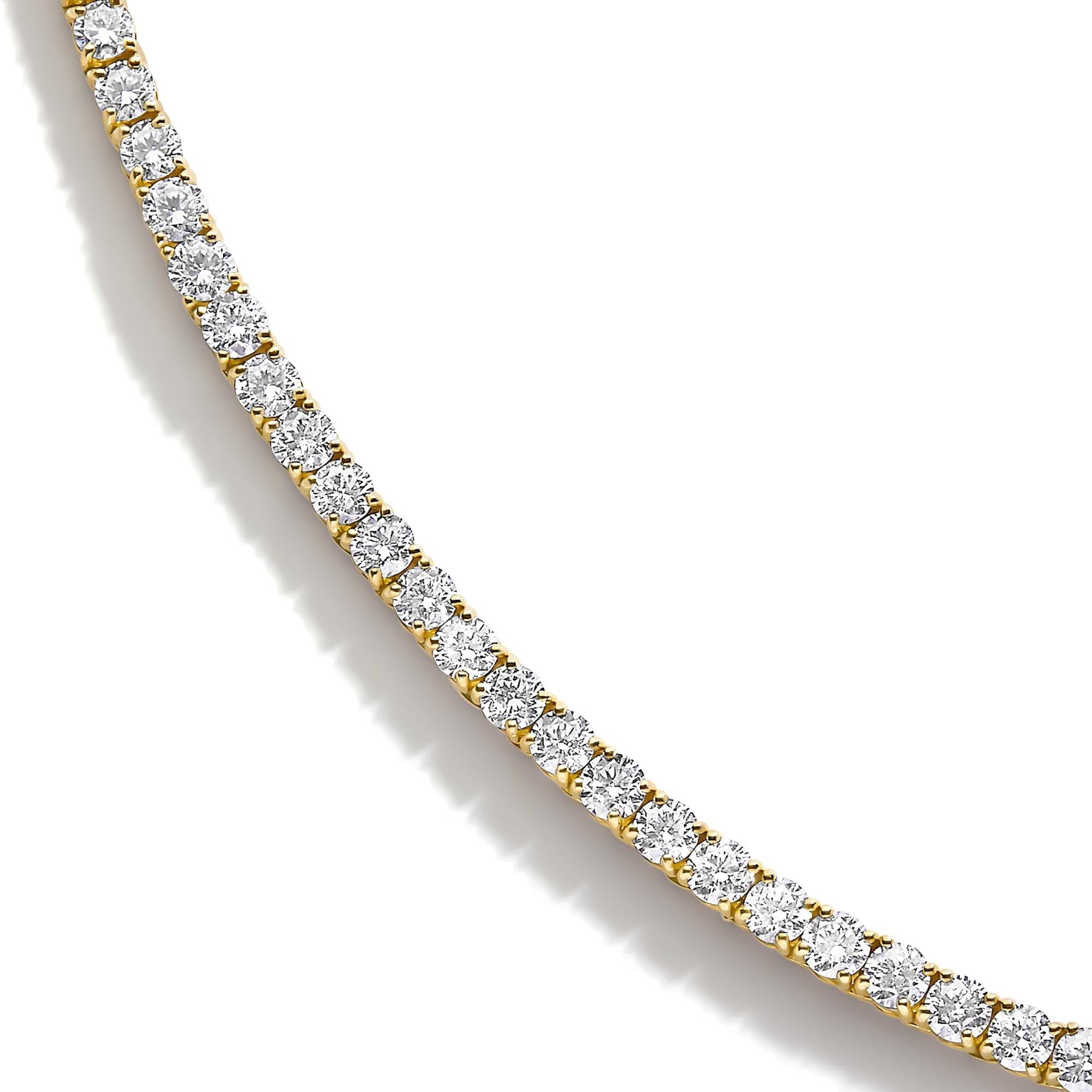 14K Yellow Gold 12.0 Cttw Lab Grown Diamond Tennis Necklace
