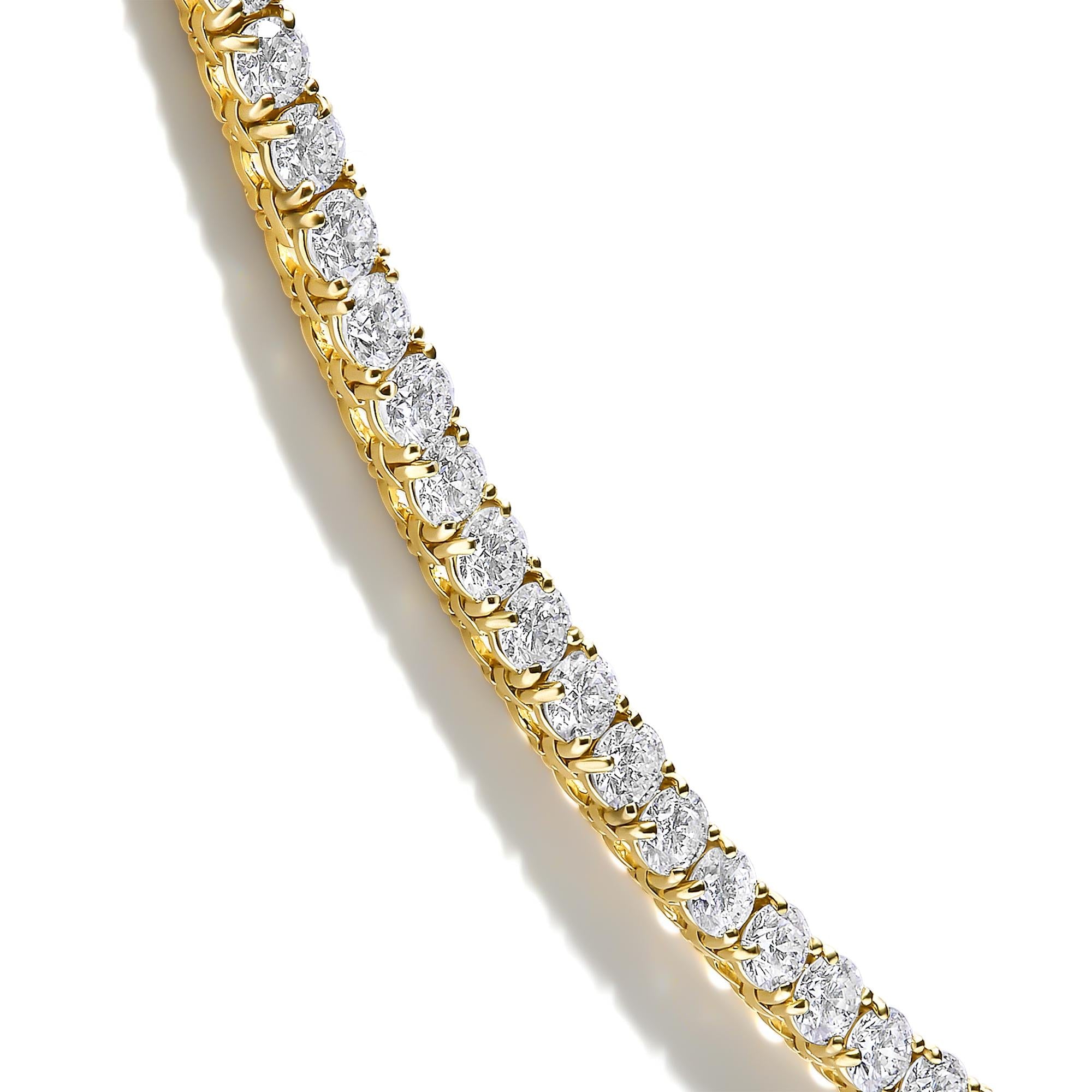 14K Yellow Gold 12.0 Cttw Lab Grown Diamond Tennis Necklace