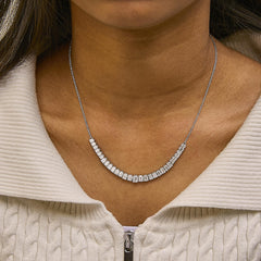 14K White Gold Lab Grown Diamond 5.0 Cttw Emerald Cut Station Necklace