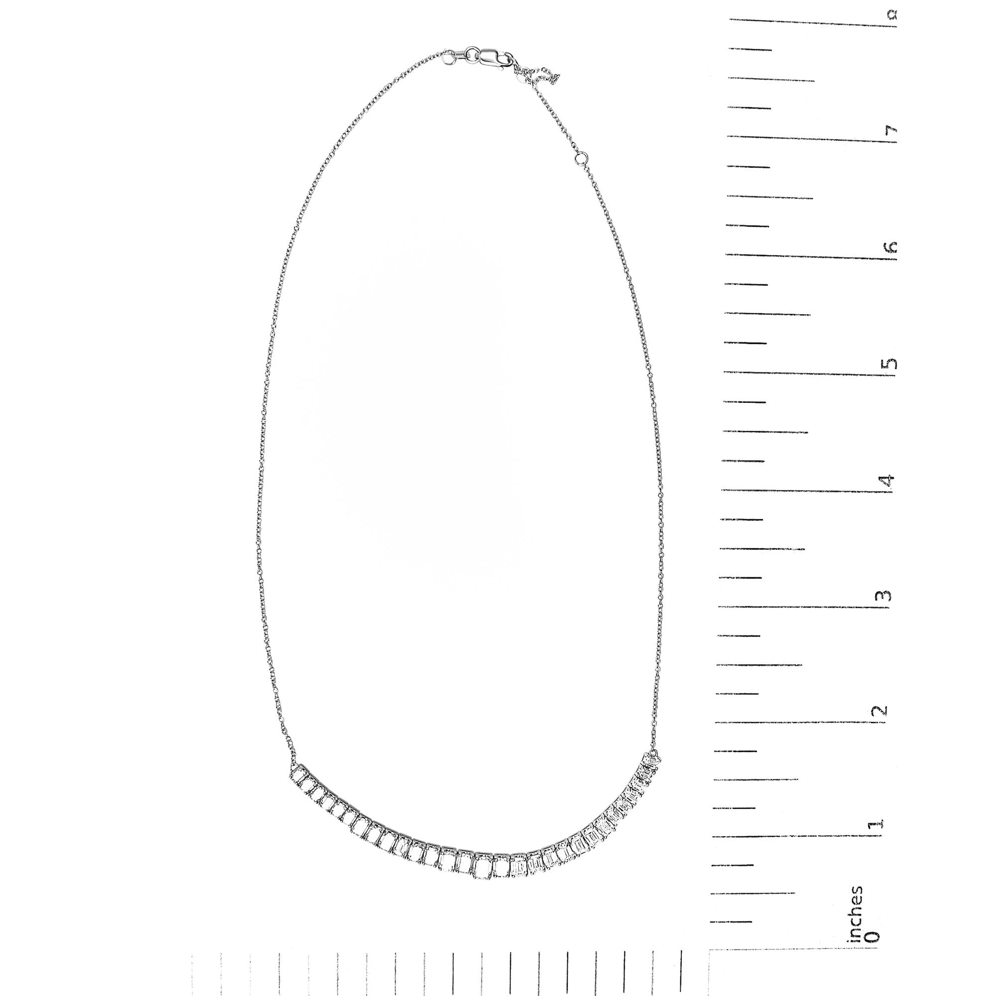 14K White Gold Lab Grown Diamond 5.0 Cttw Emerald Cut Station Necklace