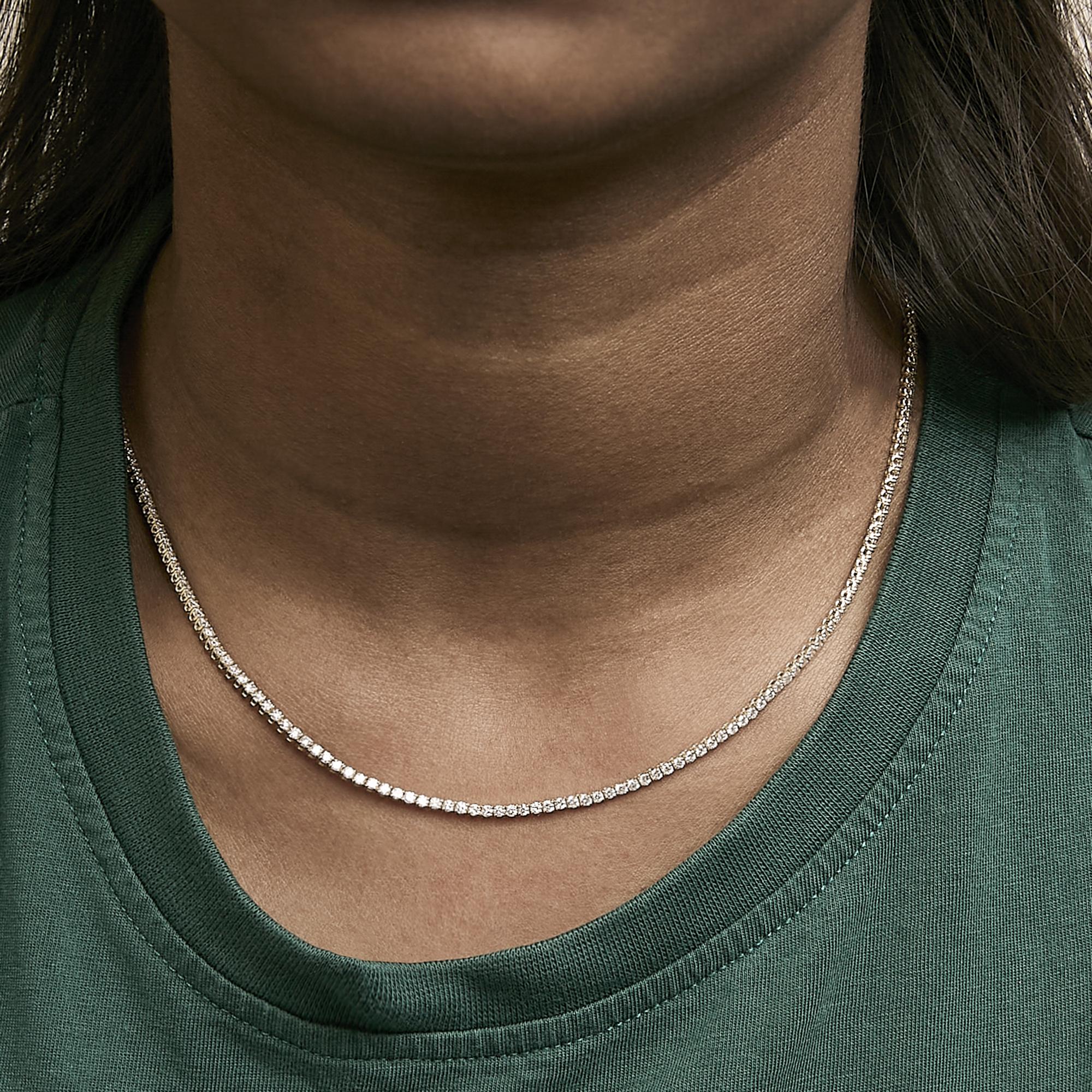 14K Yellow Gold 5.0 Cttw Lab Grown Diamond Tennis Necklace