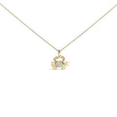 14K Yellow Gold 1/5 Cttw Lab Grown Diamond Crab Pendant Necklace