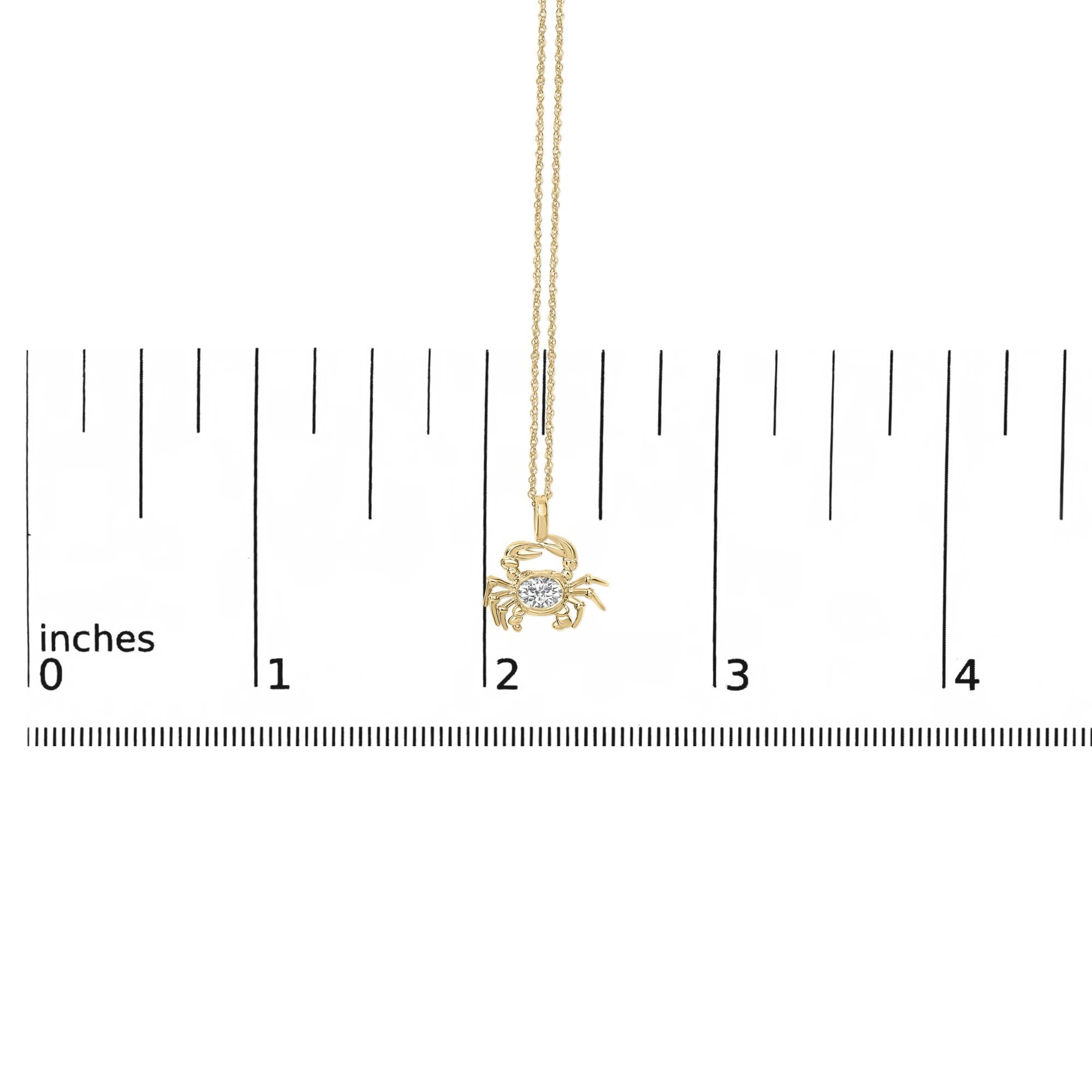 14K Yellow Gold 1/5 Cttw Lab Grown Diamond Crab Pendant Necklace