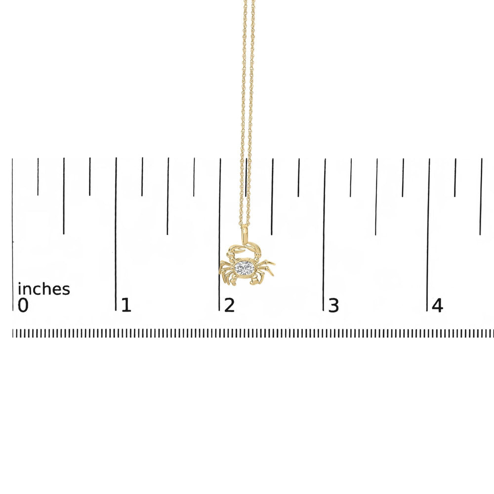 14K Yellow Gold 1/5 Cttw Lab Grown Diamond Crab Pendant Necklace