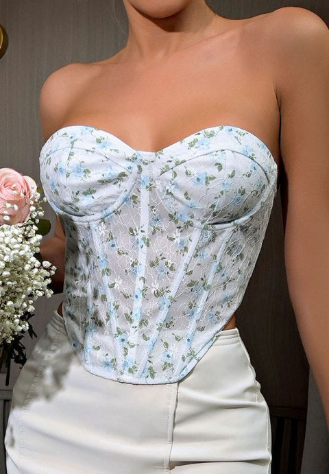 Sweetheart Neckline Floral Bustier