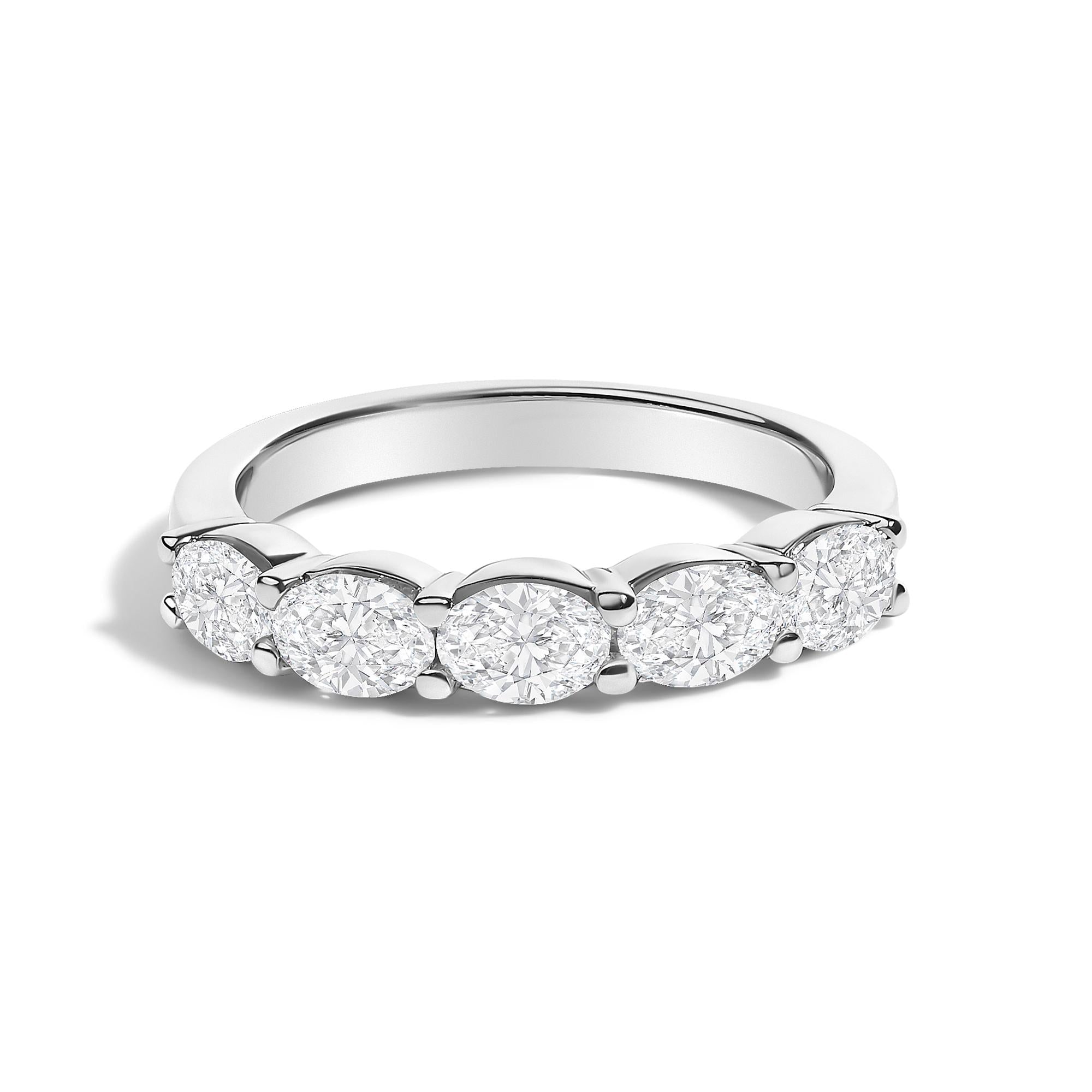 14K White Gold 1 1/4 Cttw Lab Grown Oval East West Band Ring
