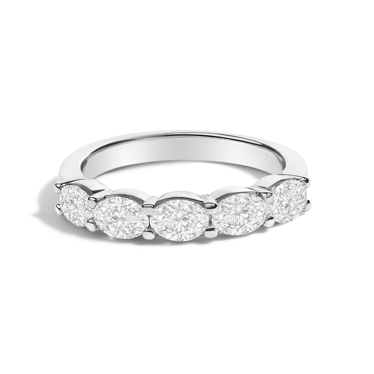 14K White Gold 1 1/4 Cttw Lab Grown Oval East West Band Ring