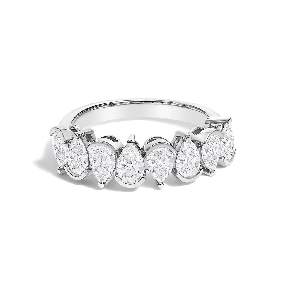 14K Gold 1 2/3 Cttw Lab Grown Pear Shaped Diamond Band Ring
