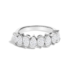 14K Gold 1 2/3 Cttw Lab Grown Pear Shaped Diamond Band Ring