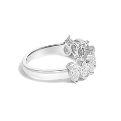 14K Gold 1 2/3 Cttw Lab Grown Pear Shaped Diamond Band Ring