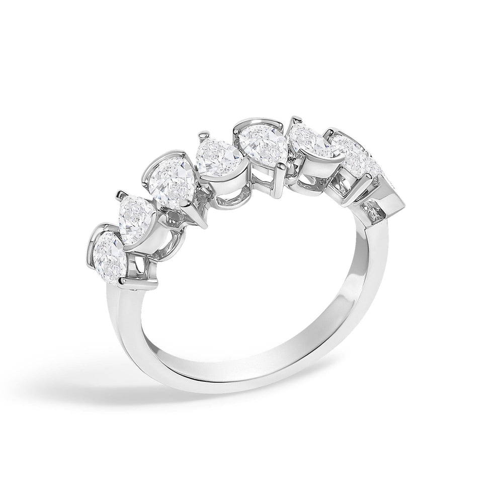 14K Gold 1 2/3 Cttw Lab Grown Pear Shaped Diamond Band Ring