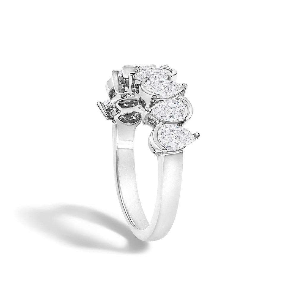 14K Gold 1 2/3 Cttw Lab Grown Pear Shaped Diamond Band Ring