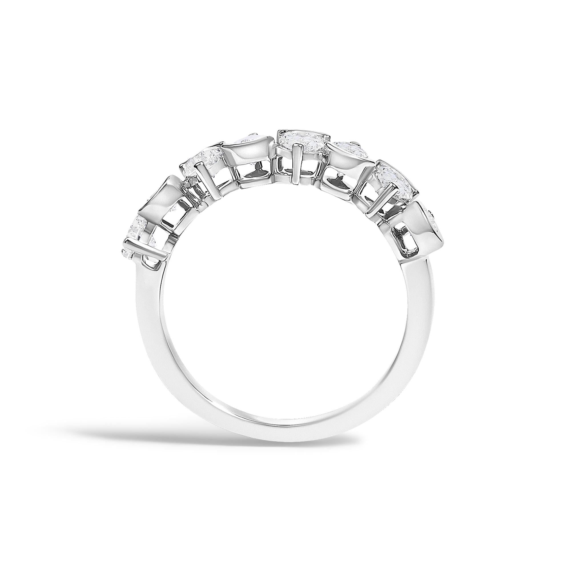 14K Gold 1 2/3 Cttw Lab Grown Pear Shaped Diamond Band Ring
