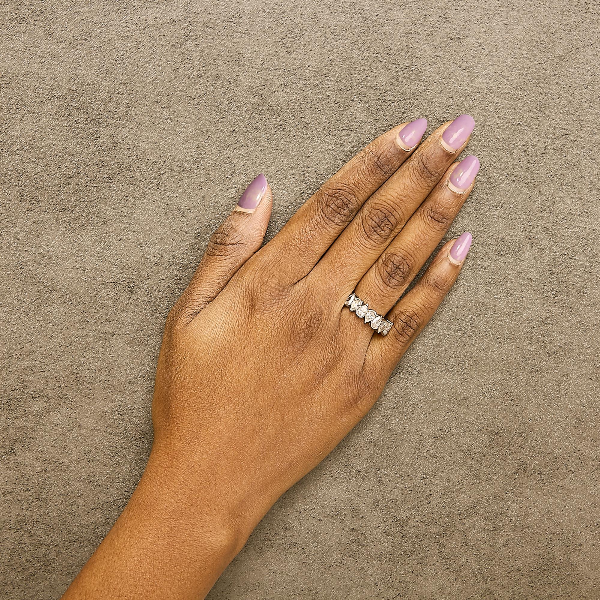 14K Gold 1 2/3 Cttw Lab Grown Pear Shaped Diamond Band Ring