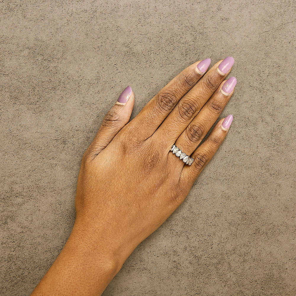 14K Gold 1 2/3 Cttw Lab Grown Pear Shaped Diamond Band Ring