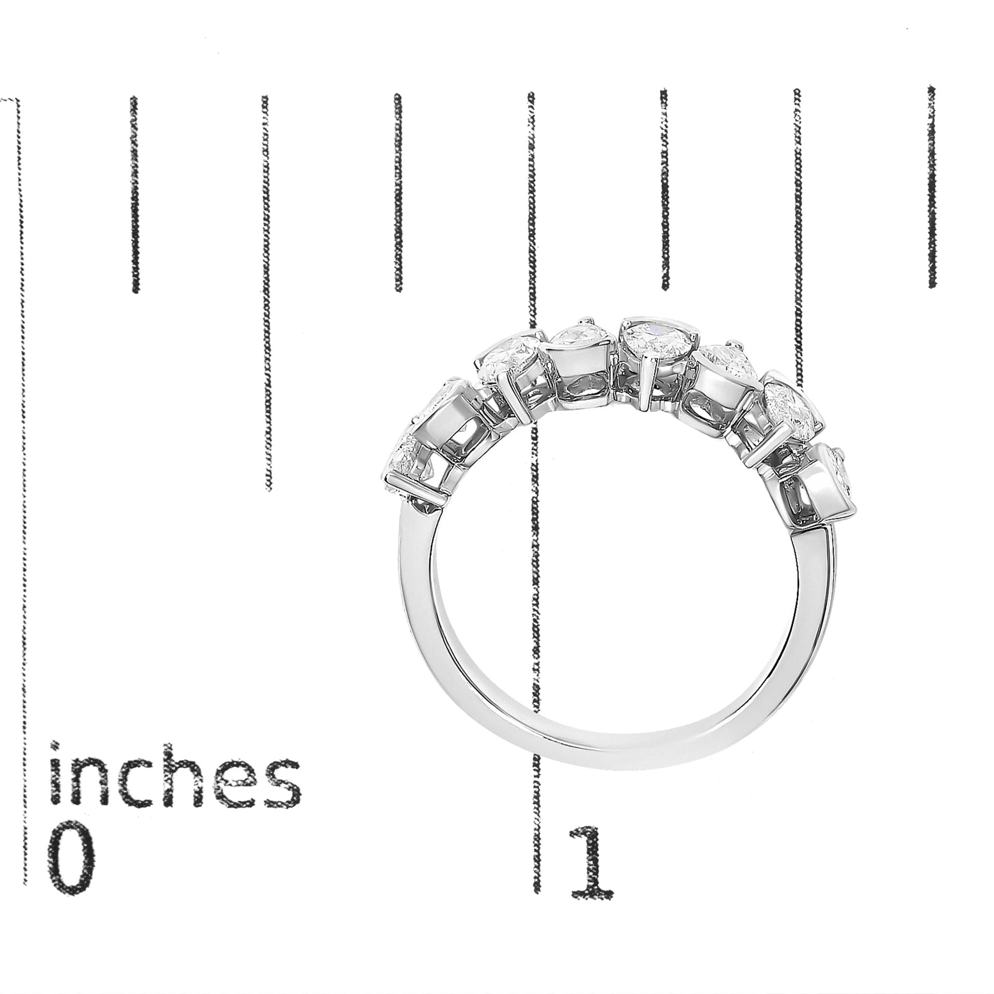 14K Gold 1 2/3 Cttw Lab Grown Pear Shaped Diamond Band Ring