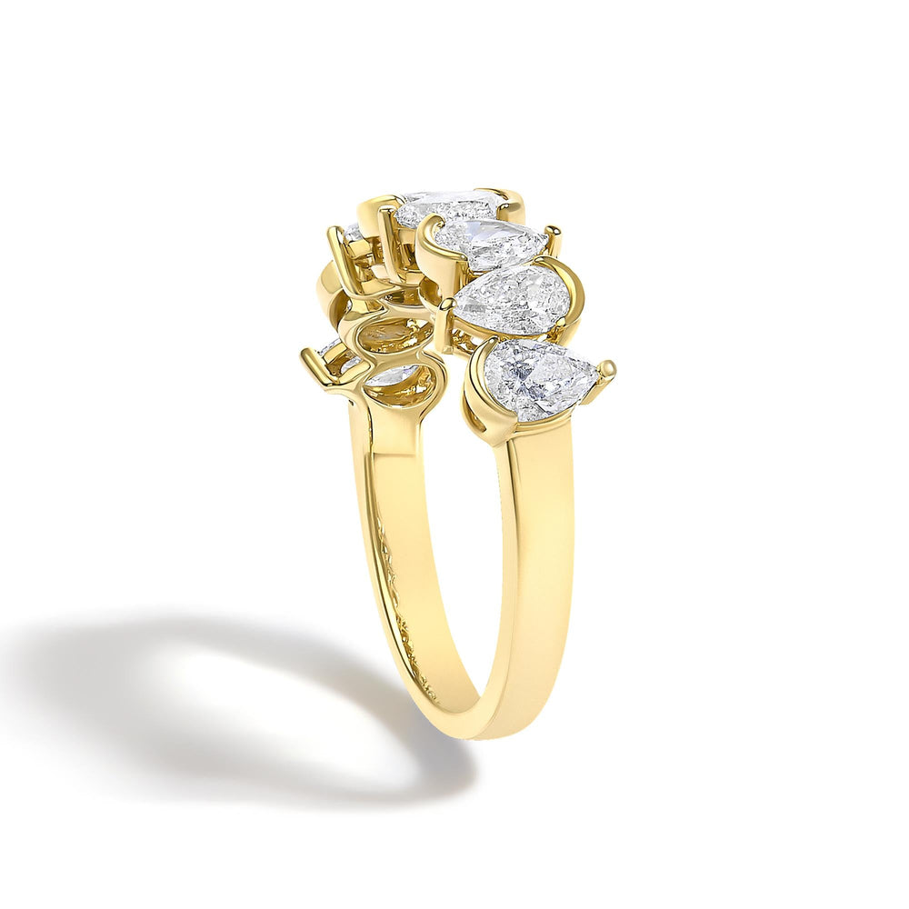 14K Gold 1 2/3 Cttw Lab Grown Pear Shaped Diamond Band Ring