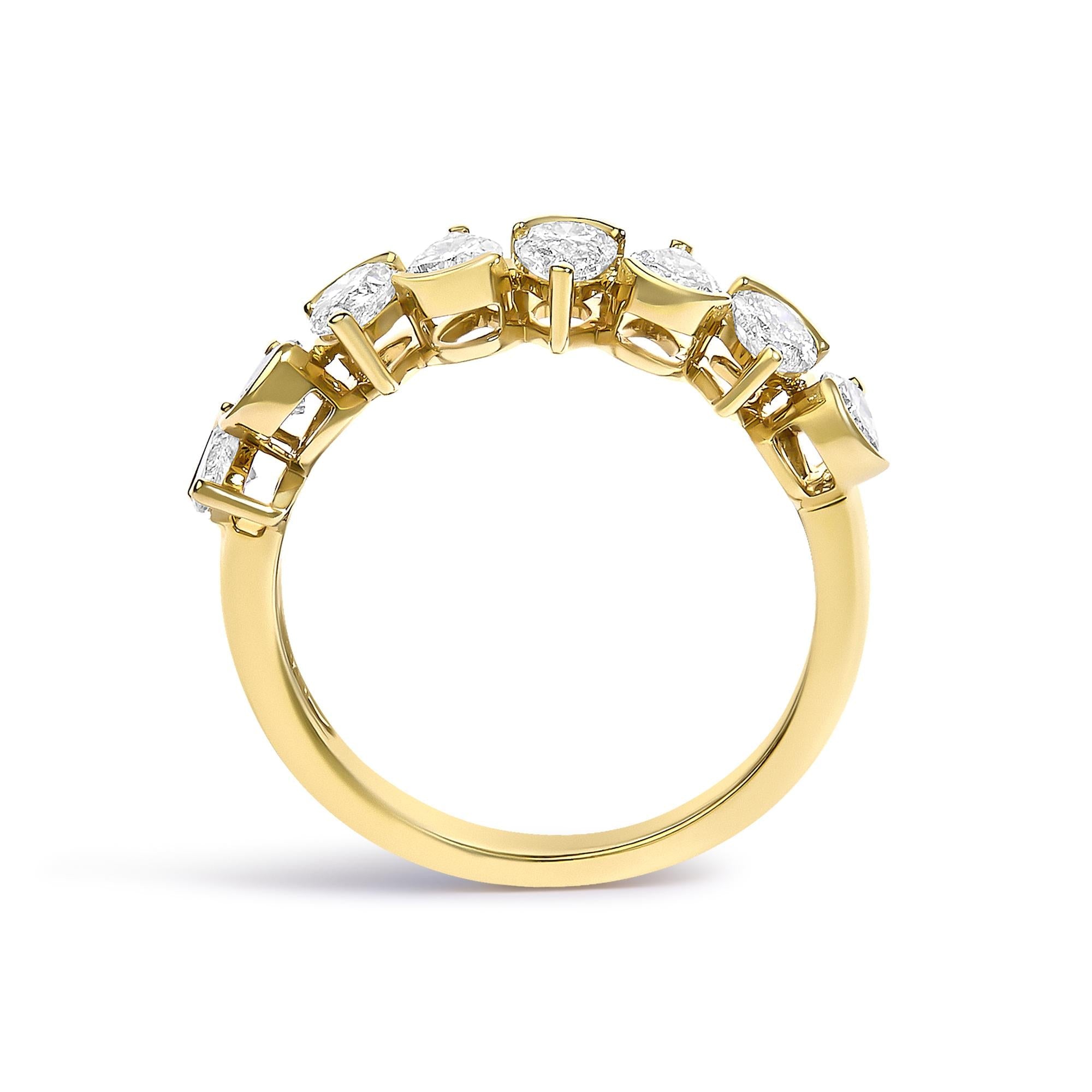 14K Gold 1 2/3 Cttw Lab Grown Pear Shaped Diamond Band Ring