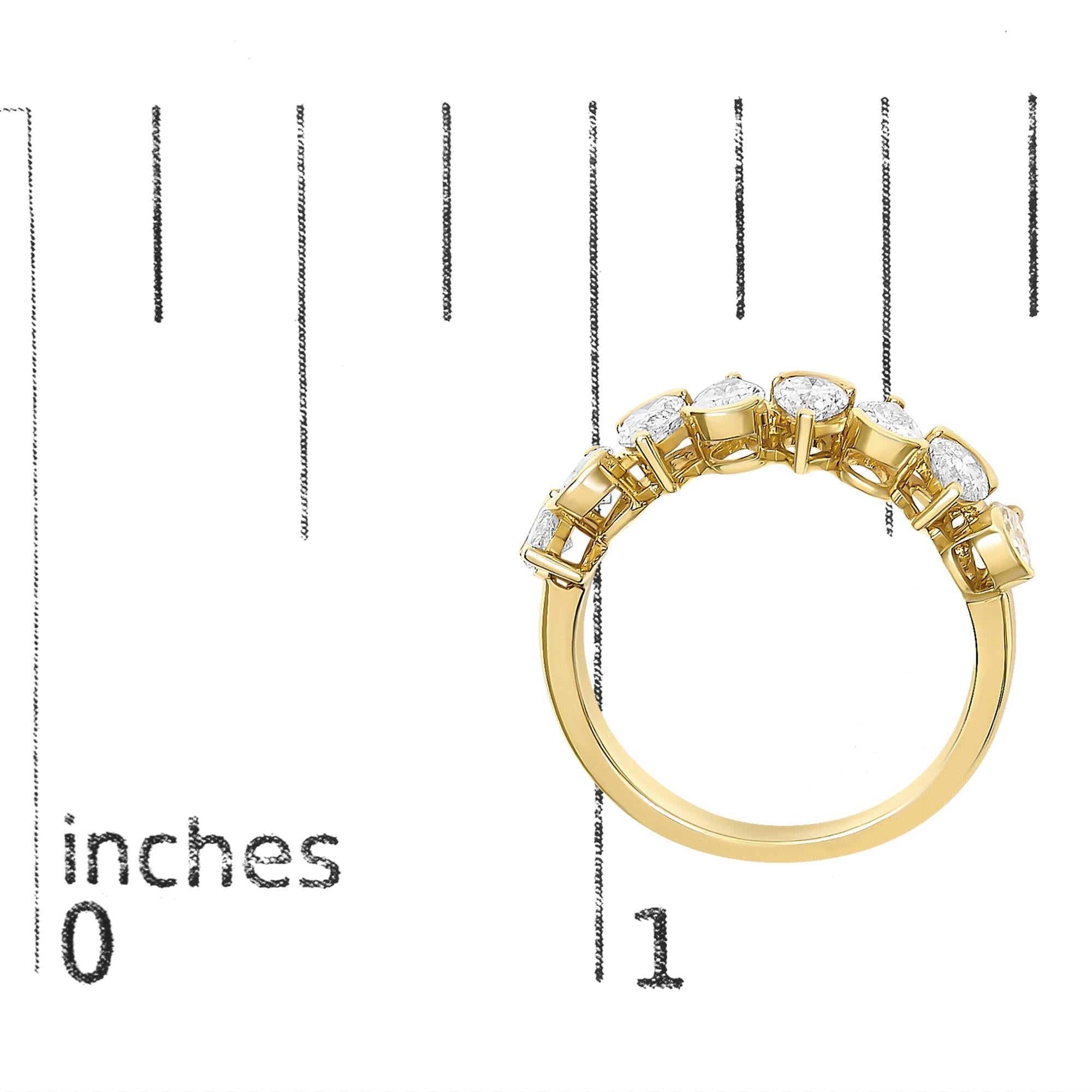 14K Gold 1 2/3 Cttw Lab Grown Pear Shaped Diamond Band Ring