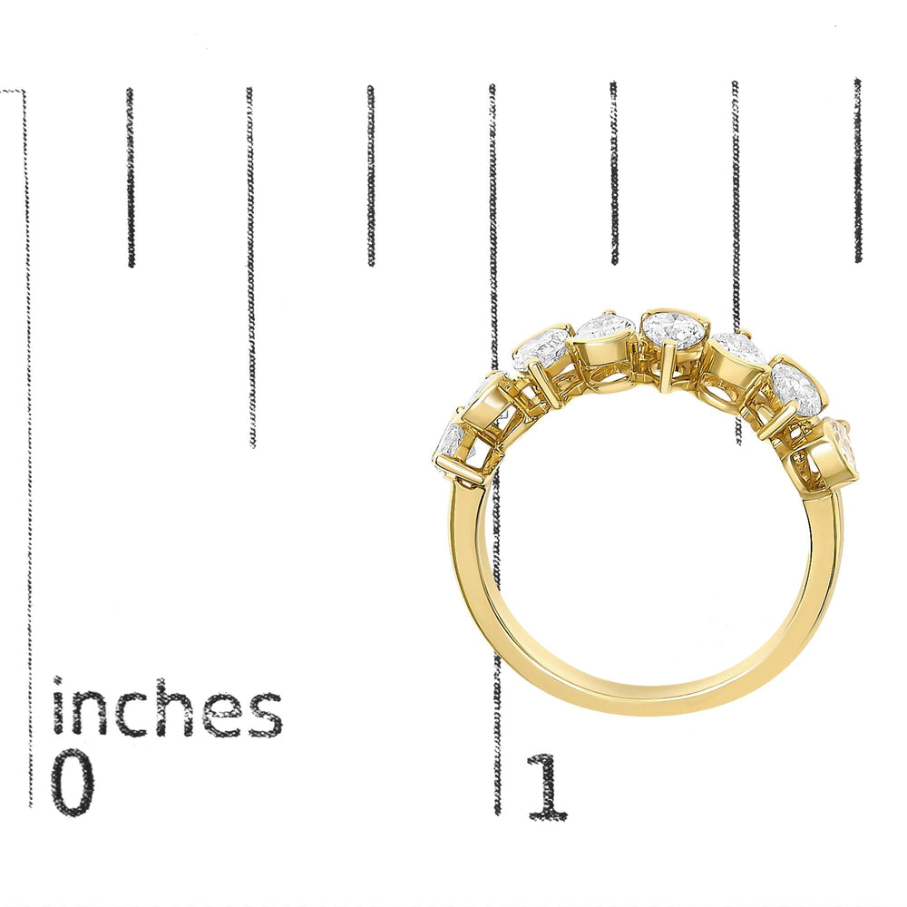 14K Gold 1 2/3 Cttw Lab Grown Pear Shaped Diamond Band Ring