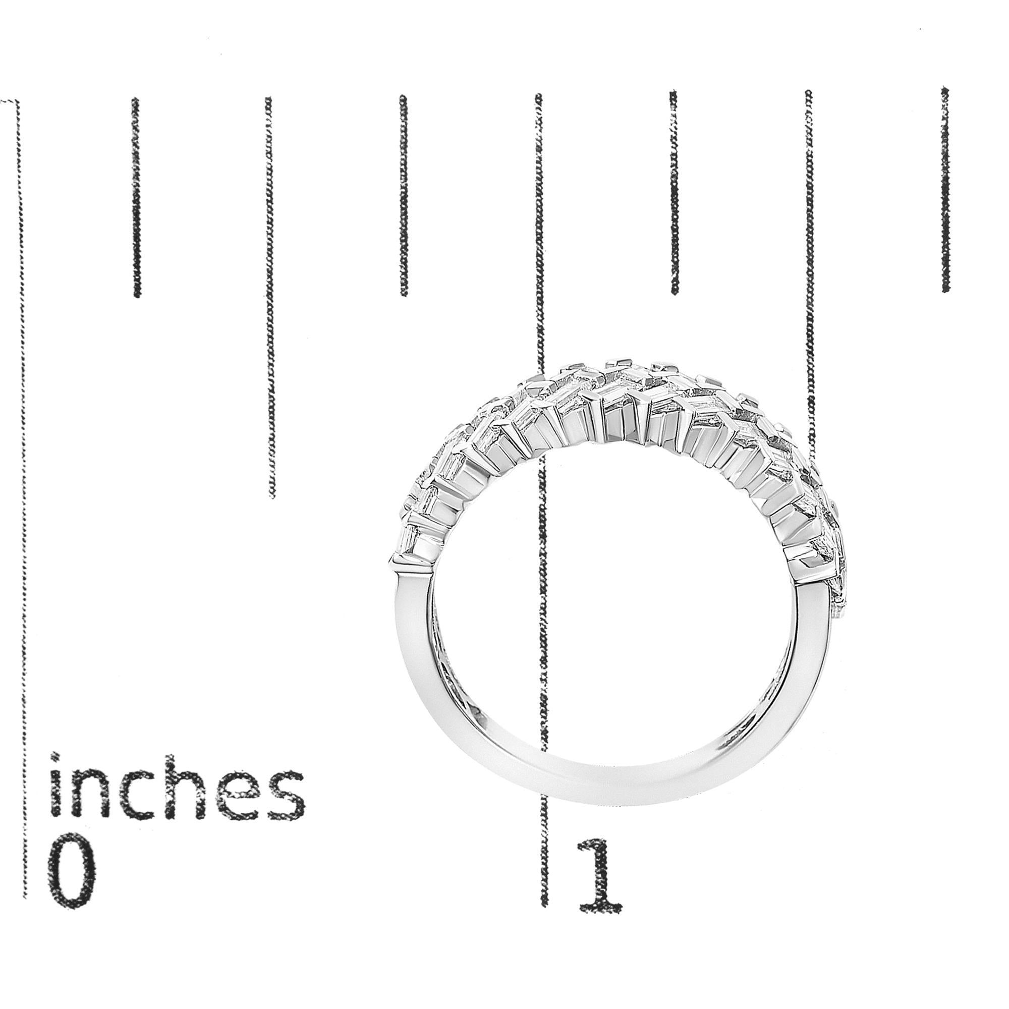 14K White Gold 7/8 Cttw Lab Grown Baguette Weave Design Band Ring