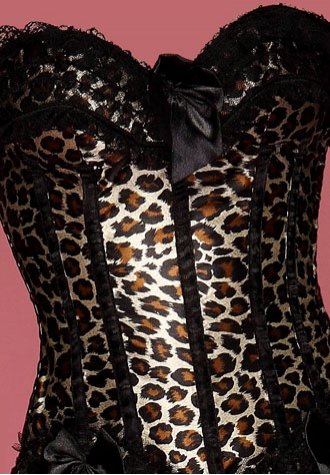 Lace Trimmed Leopard Prints Boning Bustier