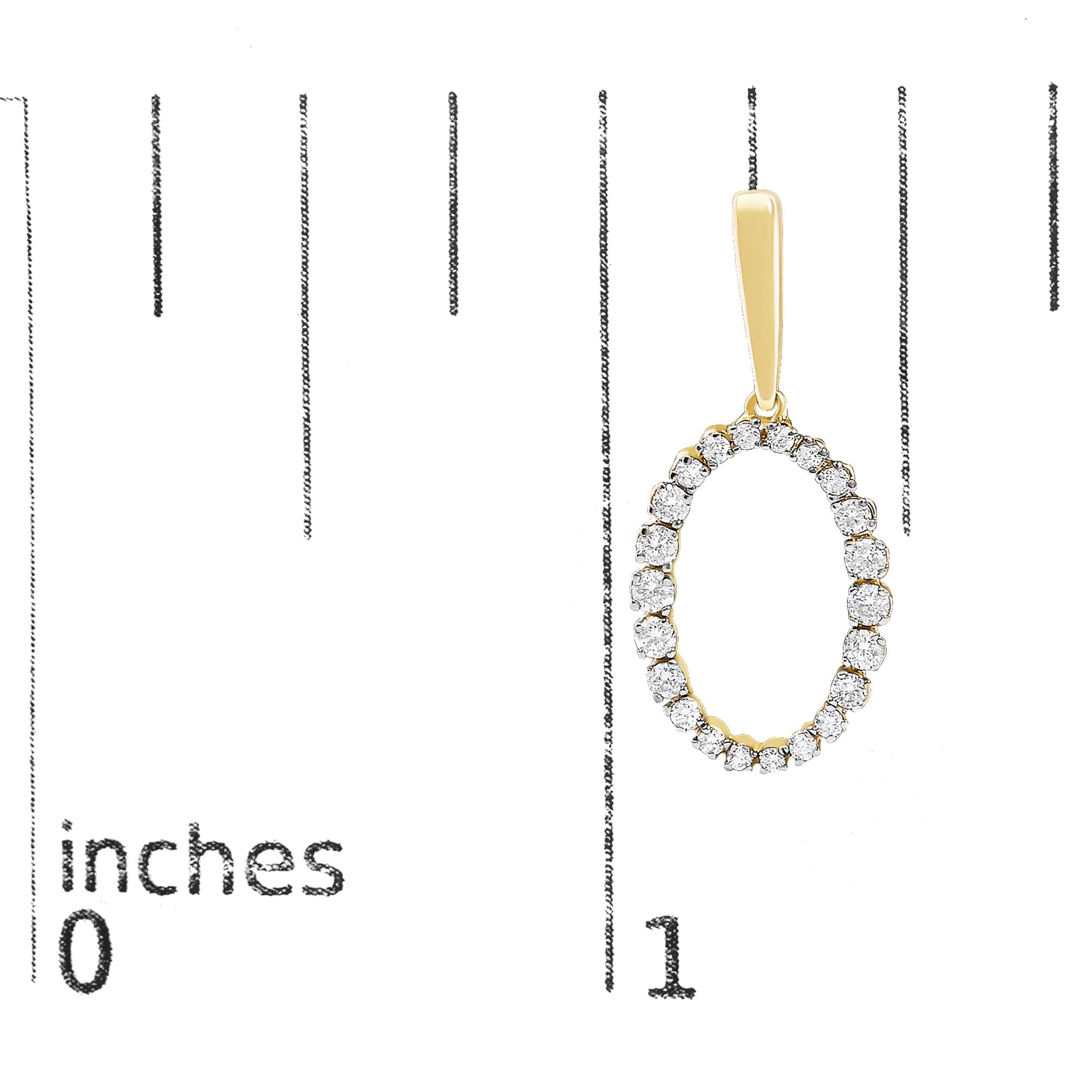 14K Yellow Gold Graduating 1/2 Cttw Diamond Oval Dangle Earrings