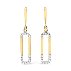 14K Yellow Gold 1/5 Cttw Diamond Paper Clip Dangle Earrings