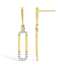 14K Yellow Gold 1/5 Cttw Diamond Paper Clip Dangle Earrings