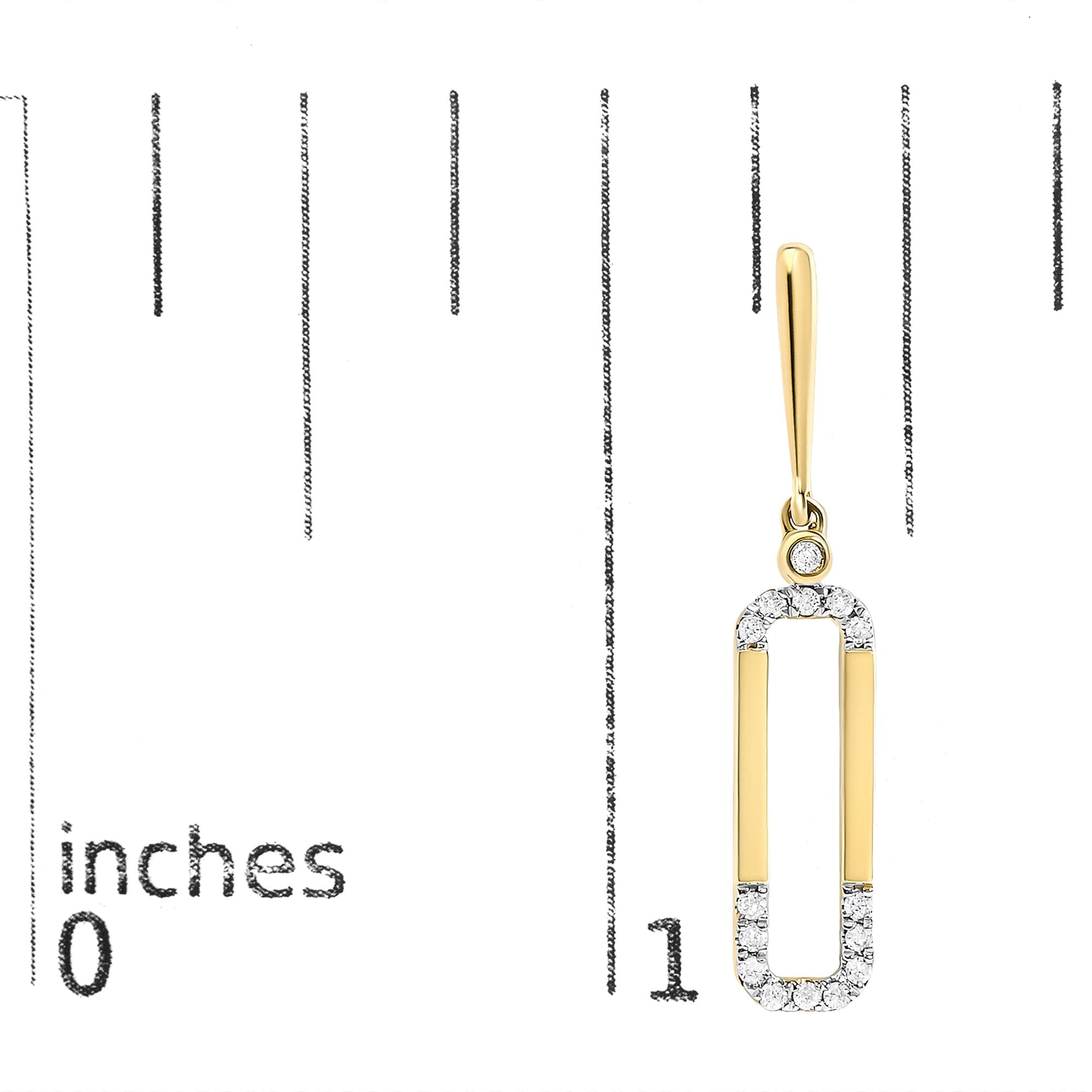 14K Yellow Gold 1/5 Cttw Diamond Paper Clip Dangle Earrings