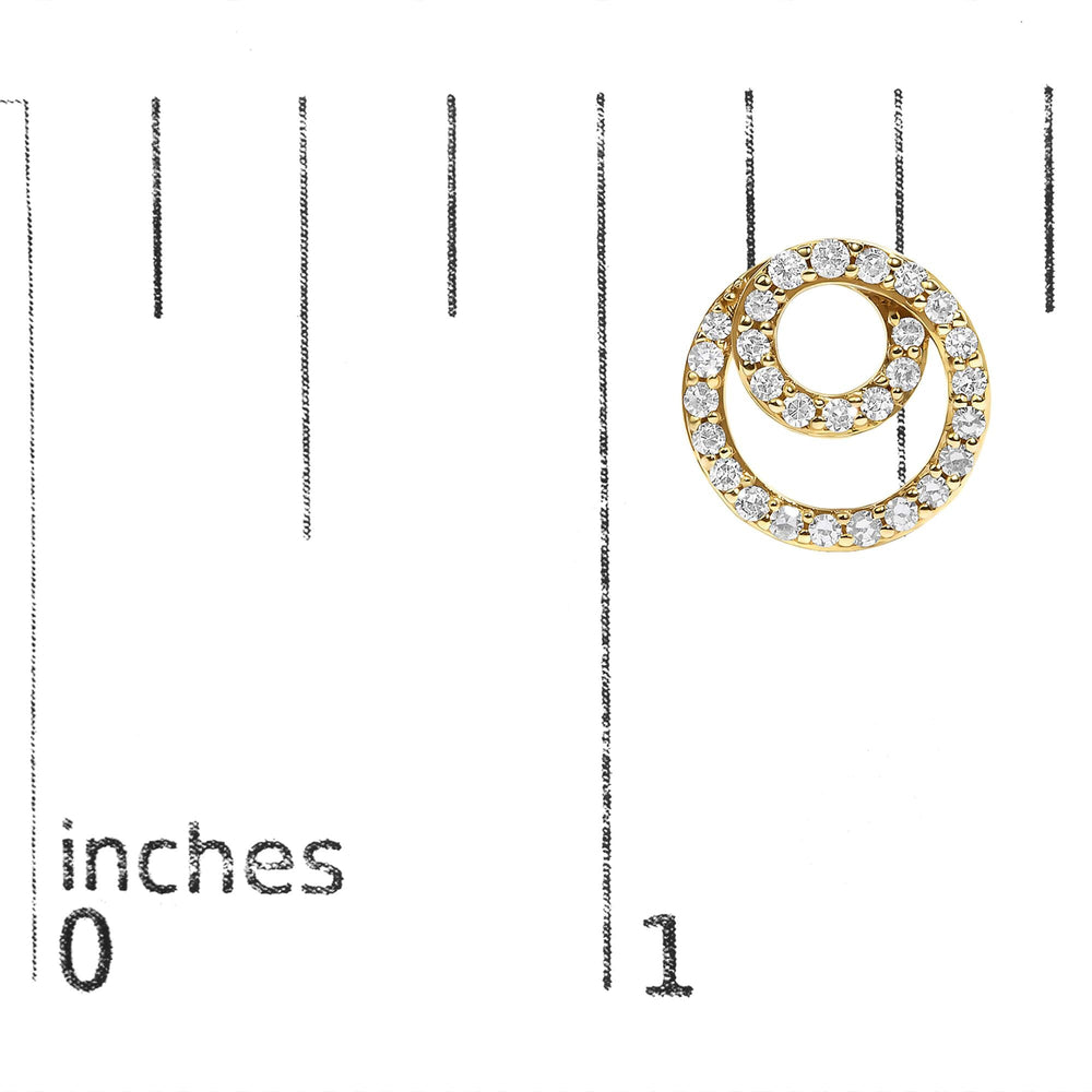 14K Yellow Gold 3/8 Cttw Diamond Double Circle Stud Earrings