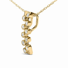 14K Yellow Gold Bezel Set 1/7 Cttw Diamond Vertical Bar Pendant Necklace