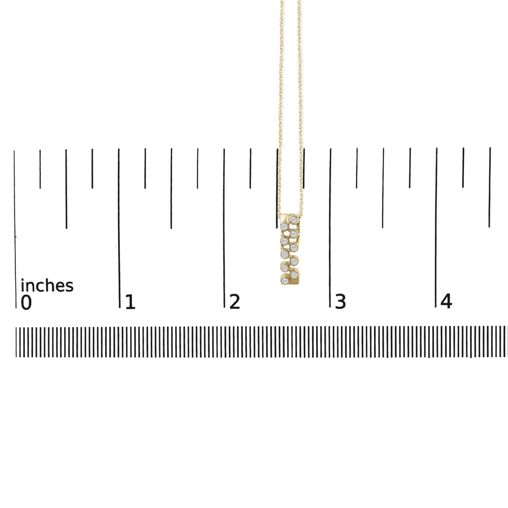 14K Yellow Gold Bezel Set 1/7 Cttw Diamond Vertical Bar Pendant Necklace