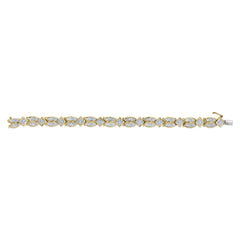 14K Yellow Gold 8 1/5 Cttw Baguette and Princess-Cut Diamond Geometric Twist Link Bracelet (G-H Color, VS1-VS2 Clarity) - Size 7"