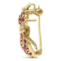 14K Yellow Gold Red Ruby Bee Brooch Pin