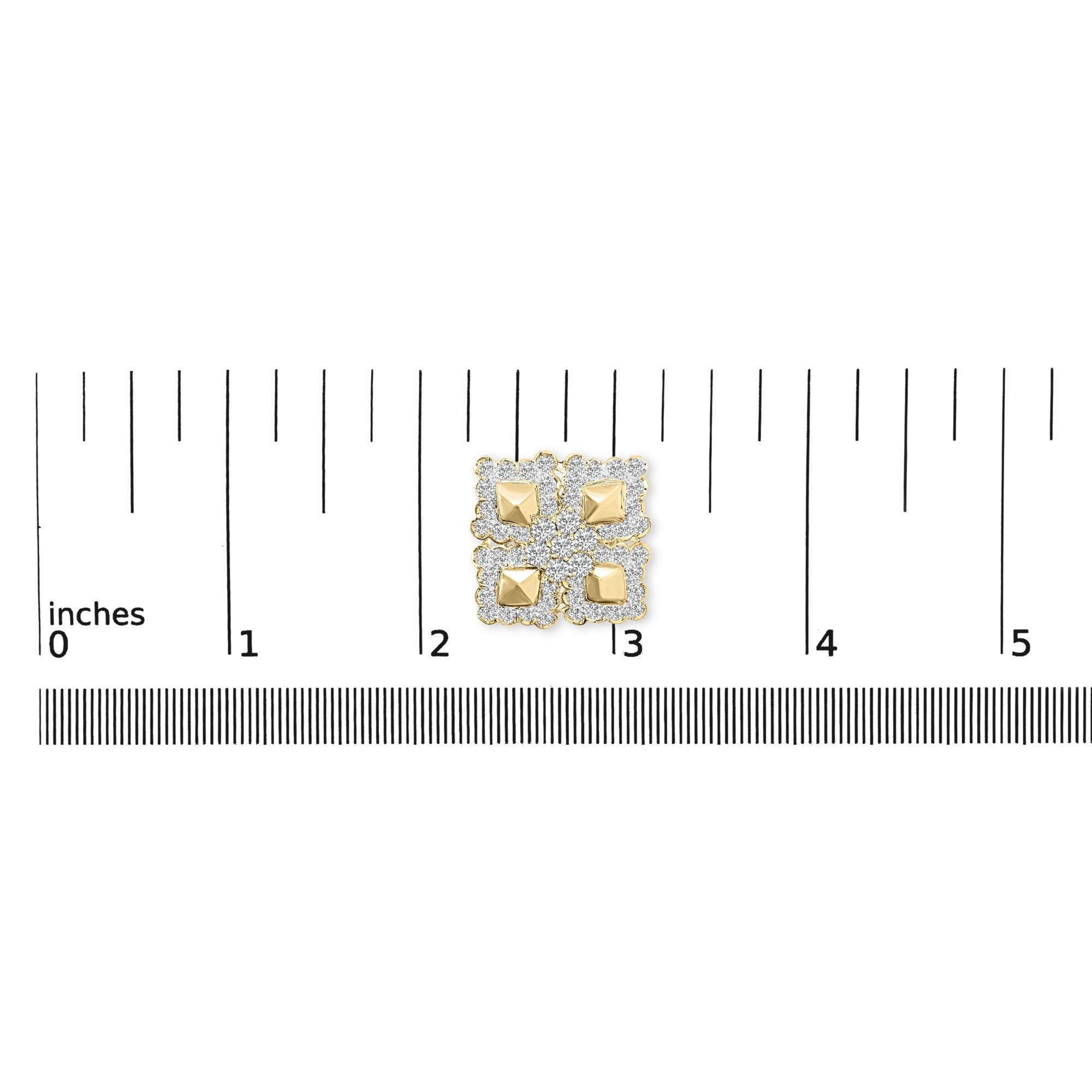 18K Yellow Gold Diamond 5 1/5 Cttw Geometric Cluster Stud Earrings